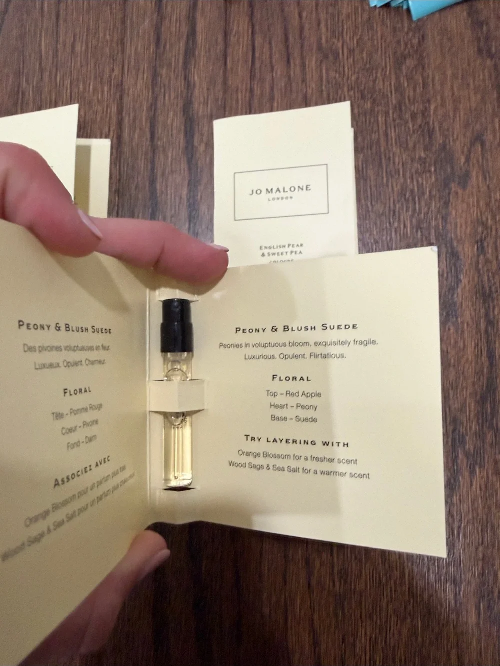 Jo Malone Sample Set - includes 5- English Pear/Sweet Pea, Peony/Blush Suede